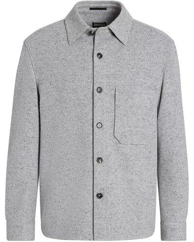 Zegna Mélange Wool And Cashmere Blend Overshirt - Grey