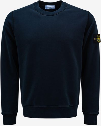 Stone Island Navy Cotton Crew-neck Sweatshirt - Blue