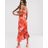 Lipsy Red Bardot Scuba Dress With Pleated Detail In Floral Print