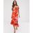 Lipsy Red Bardot Scuba Dress With Pleated Detail In Floral Print