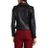 Barneys New York Black Leather Crop Moto Jacket