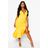 Boohoo Womens Structured Ruffle Deep Plunge Midi Dress - Yellow - 4