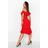Boohoo Womens Off The Shoulder V Bar Ruffle Hem Midi Dress - Red - 4