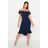 Boohoo Blue Womens Off The Shoulder V Bar Ruffle Hem Midi Dress - Navy - 4