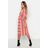 Boohoo Womens Asymetric Hem Striped Midi Dress - Red - 6
