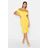 Boohoo Womens Off The Shoulder V Bar Ruffle Hem Midi Dress - Yellow - 4