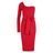 Boohoo Red Bow Detail One Sleeve Midi Dress