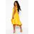 Boohoo Womens Structured Ruffle Deep Plunge Midi Dress - Yellow - 4