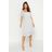 Boohoo Womens Puff Sleeve Bustier Ruffle Hem Polka Dot Midi Dress - White - 4