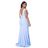 Jarlo Blue Juliette Fishtail Maxi Dress With Lace Cap Sleeves And Button Back