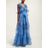 Valentino Blue Ruffled Silk Organza Gown