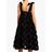 CECILIE BAHNSEN Black Bey Floral Appliqué Silk Organza Midi Dress