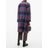 CHARLES JEFFREY LOVERBOY Blue Chain Trim Single Breasted Tartan Wool Coat
