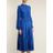 Rochas Blue Pleated Silk Crepe De Chine Midi Dress