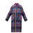 CHARLES JEFFREY LOVERBOY Blue Chain Trim Single Breasted Tartan Wool Coat