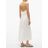 Raey White Split Front Halterneck Slubby Silk Blend Dress