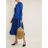Rochas Blue Pleated Silk Crepe De Chine Midi Dress