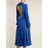 Rochas Blue Pleated Silk Crepe De Chine Midi Dress