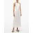 Raey White Split Front Halterneck Slubby Silk Blend Dress