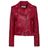MICHAEL Michael Kors Red Belted Leather Biker Jacket Claret