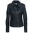 Muubaa Ribbed Knit-paneled Leather Biker Jacket Storm Blue