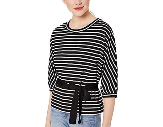 Ella Moss Womens Loera Tie Waist Top with 3//4 Sleeves