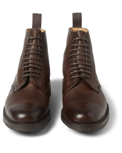 Cheaney Brown Richmond Pebble-grain Leather Boots for men
