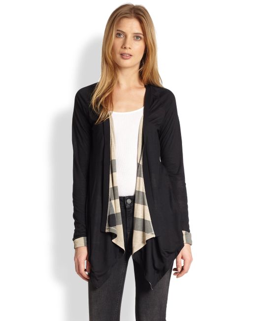 Burberry Brit Reversible Openfront Cardigan in Black | Lyst