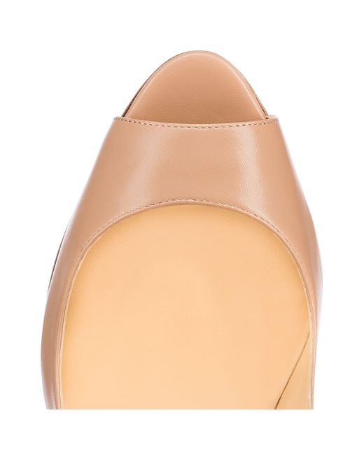 Christian louboutin Megavamp Lace-Up Leather Pumps in Beige | Lyst  