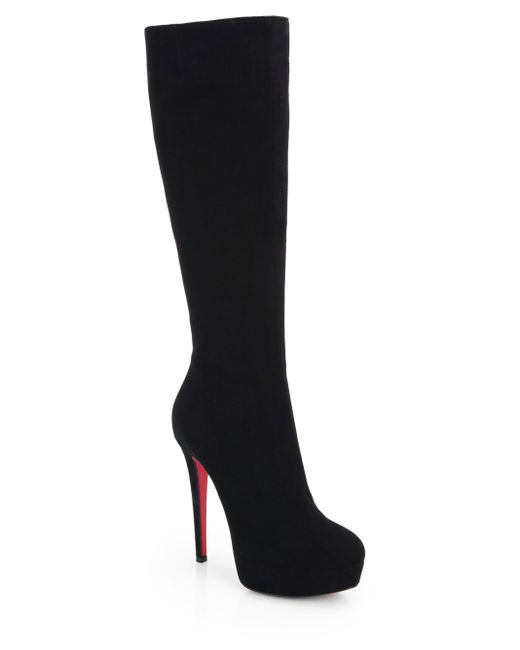 ovn kom videre Billy Christian Louboutin Bianca Suede Knee-High Boots in Black | Lyst