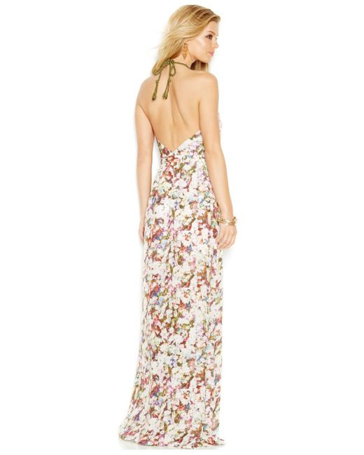 Guess Multicolor Floral Halter Maxi Dress