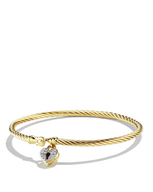 David yurman Cable Collectibles Heart Lock Bracelet With Diamonds In ...