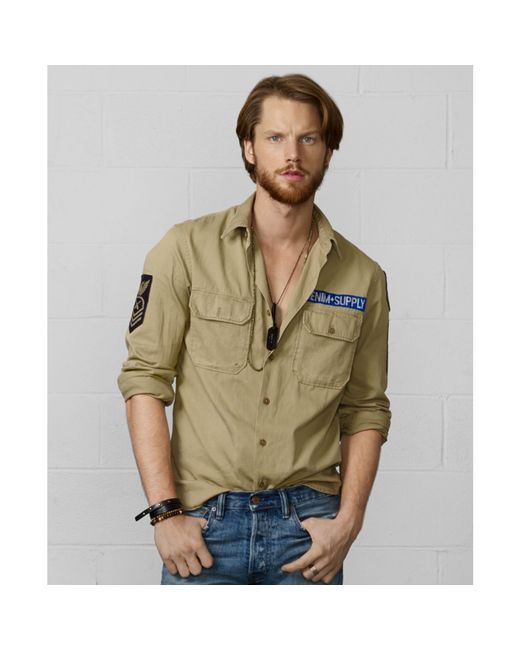 Denim & Supply Ralph Lauren Natural Twill Military Shirt for men