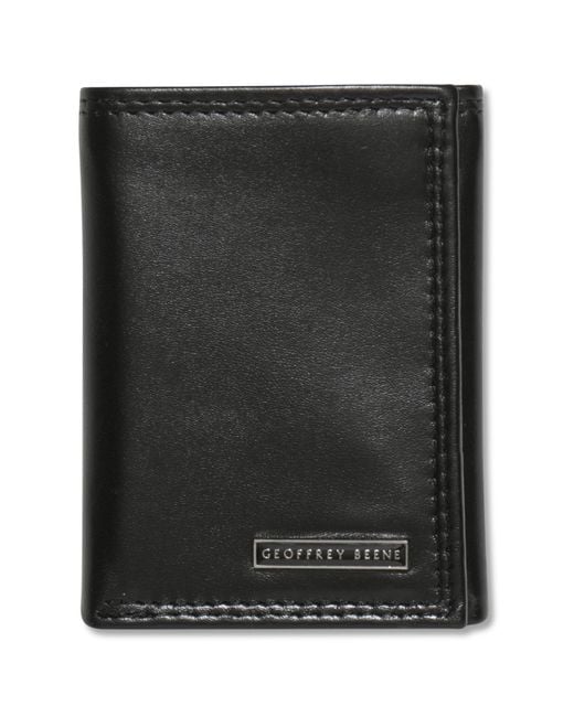 Geoffrey Beene Brown Leather Credit Card Trifold Wallet for men
