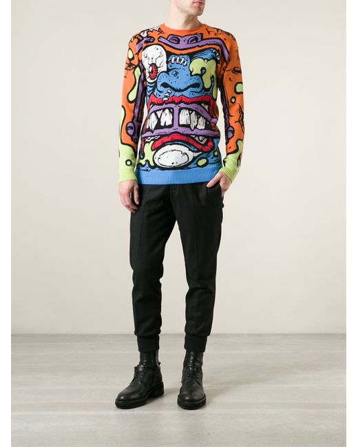 Jeremy Scott Multicolor Monster Face Sweater for men