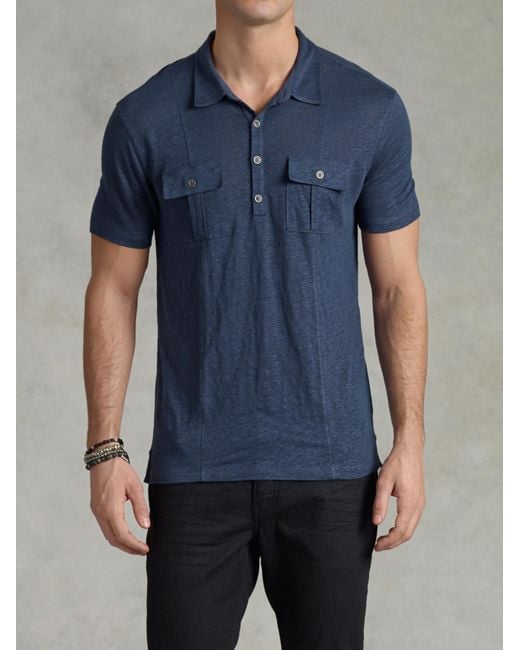 John Varvatos Two Pocket Polo in Blue for Men Lyst