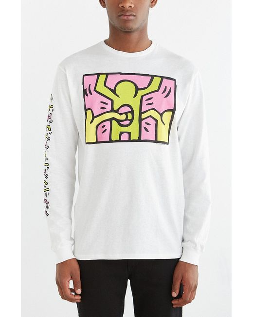 Junk Food White Keith Haring Holes Long-sleeve Tee for men