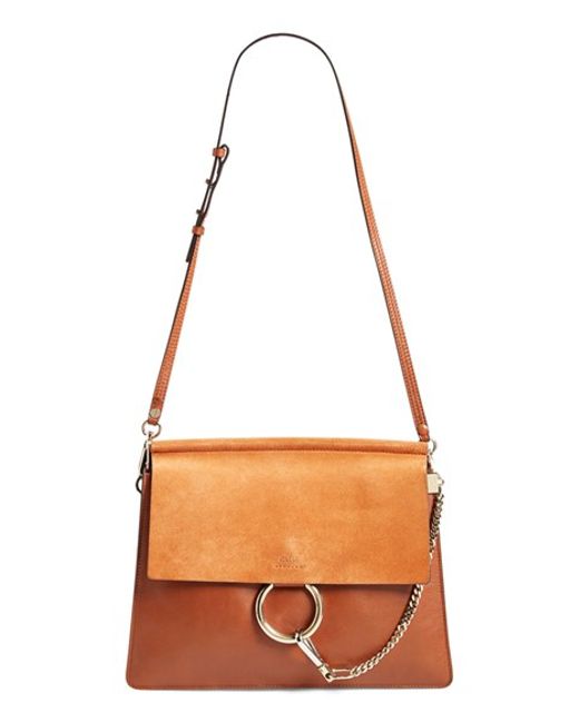 Chlo Medium Faye Leather Shoulder Bag in Orange (SUNFLOWER YELLOW ...