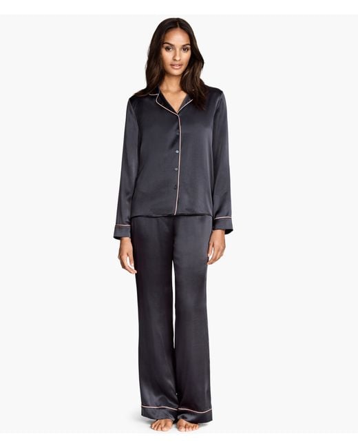 H&M Silk Pyjamas in Dark Grey (Black) | Lyst Canada