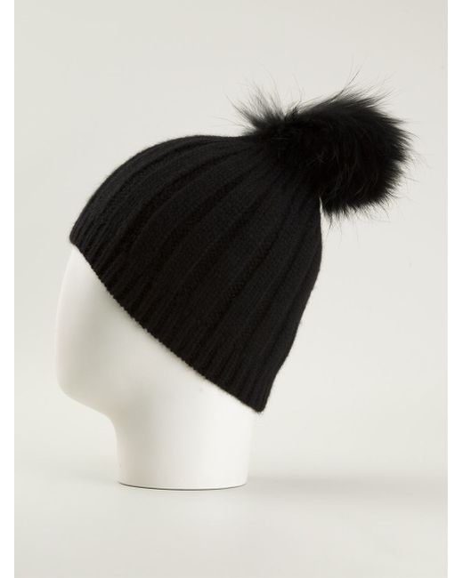 JOSEPH Pom-pom Knit Beanie in Black | Lyst