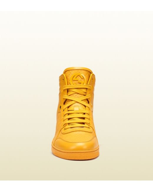 Gucci Diamante Leather High-top Sneaker in Yellow for Men