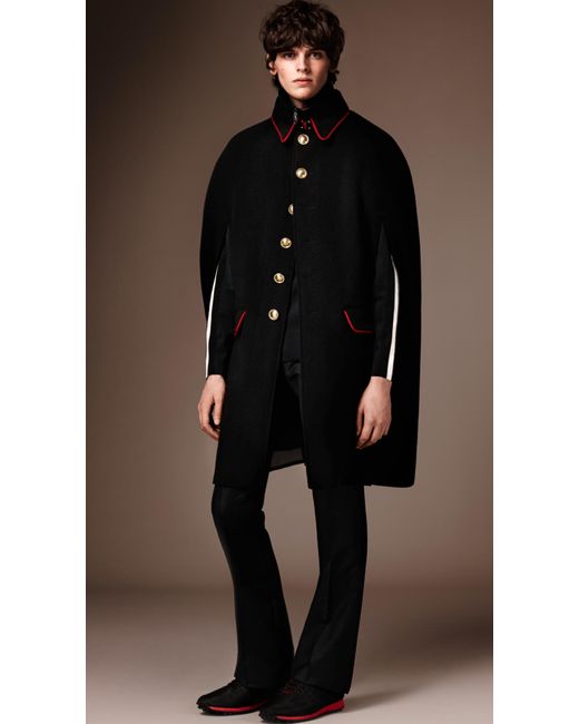 Burberry Black Wool Cashmere Military Cape for men