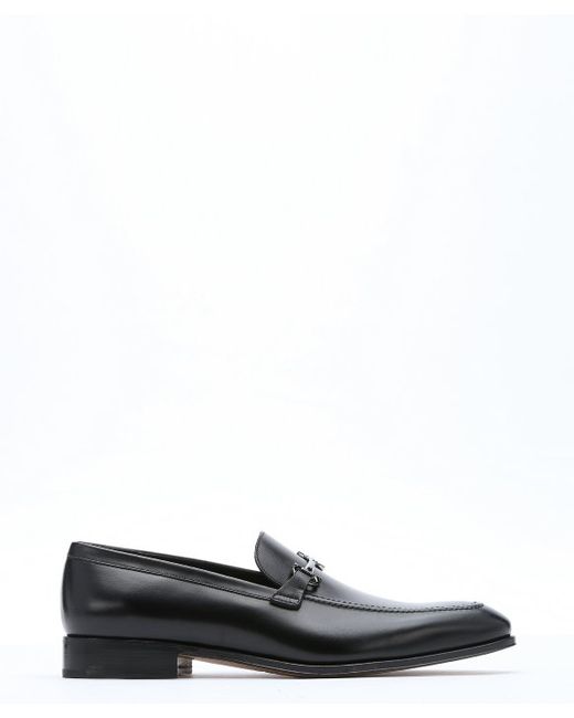 Ferragamo Black Leather \u0026#39;fenice\u0026#39; Gancini Detail Loafers in Black ...
