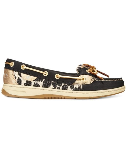Sperry Top-Sider Black Sperry Women'S Angelfish Leopard Boat Shoes