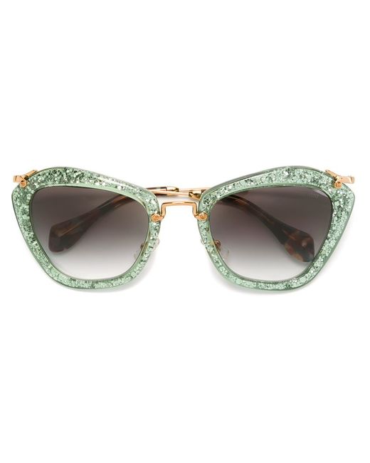 Miu Miu Green 'noir' Glitter Sunglasses