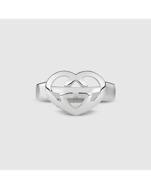 【GUCCI】Heart Logo Sterling Ring SEMI SHINY SILVER Gucci Sterling Silver Unisex Heart Ring - Etsy