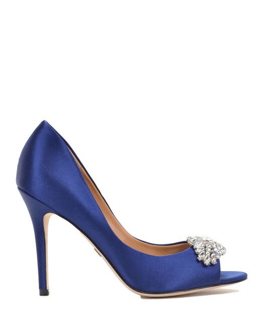 Badgley mischka Embellished Satin Pumps in Blue (Navy) - Save 43% | Lyst