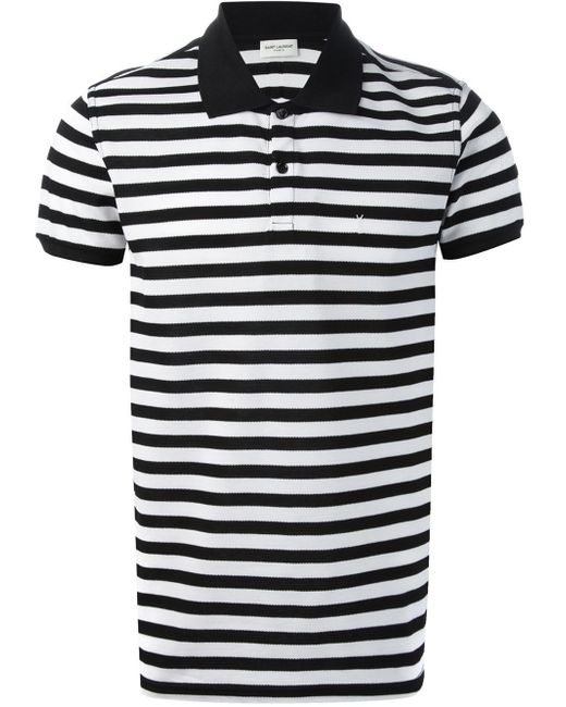 Saint Laurent Black Striped Polo Shirt for men