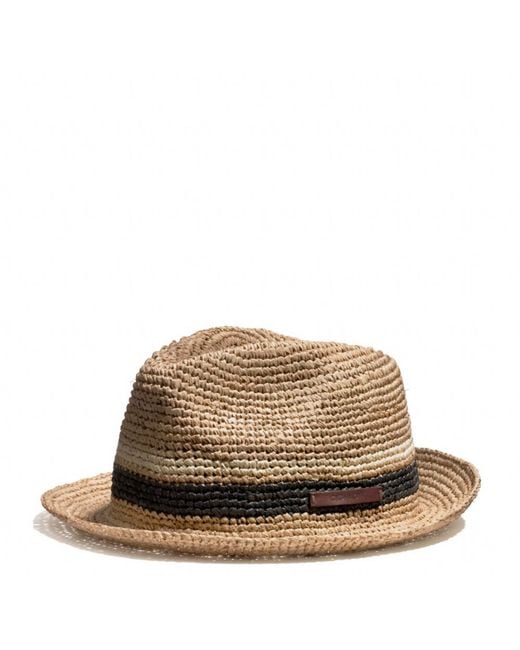 COACH Brown Packable Straw Fedora for men