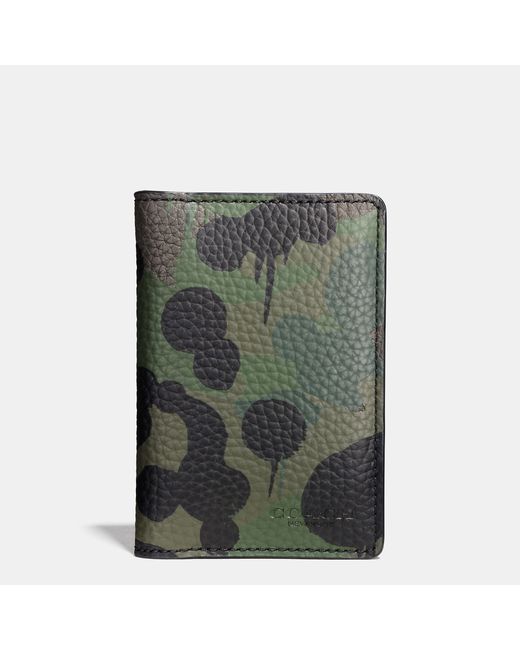 COACH Green Card Wallet In Wild Beast Camo Print Pebble Leather for men